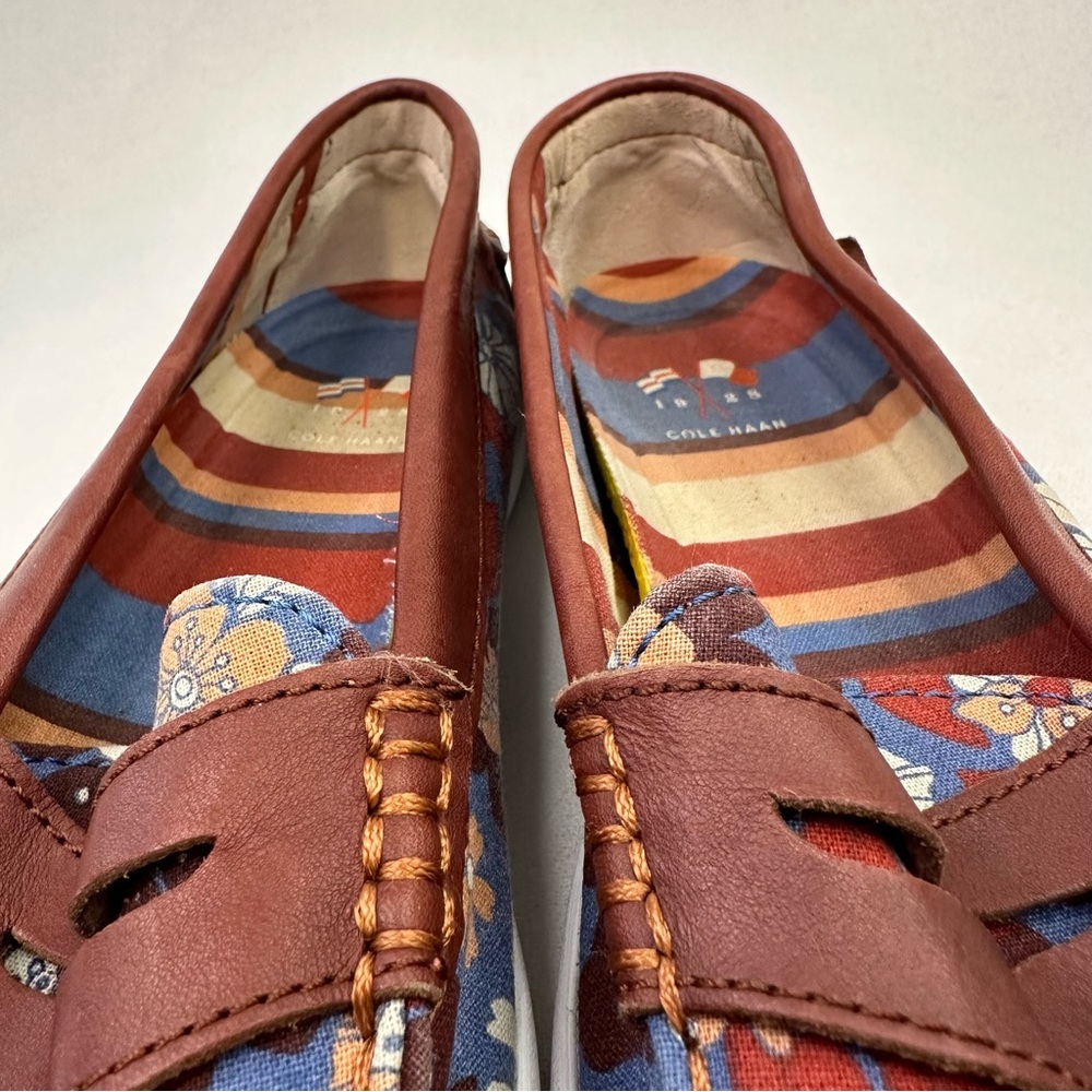 Cole Haan Floral Blue and Brown Loafers - Picture 12 of 15